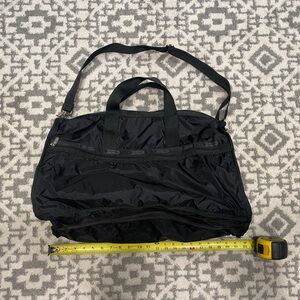 LeSportsac Large Black Nylon Travel Tote / Weekender Bag 21” x 14”